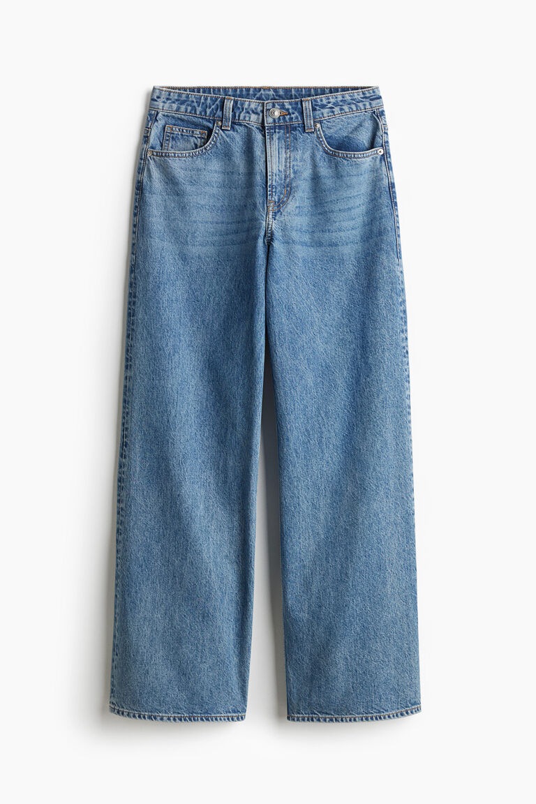 High Rise Extra Wide Leg Baggy Fit Jeans Blue for Women