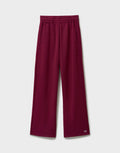 LuxeComfy High Waist Wide-Leg Joggers with Elasticated Waist & Drawstring Waistband | Wine Red