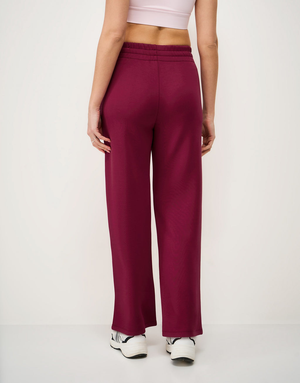 LuxeComfy High Waist Wide-Leg Joggers with Elasticated Waist & Drawstring Waistband | Wine Red