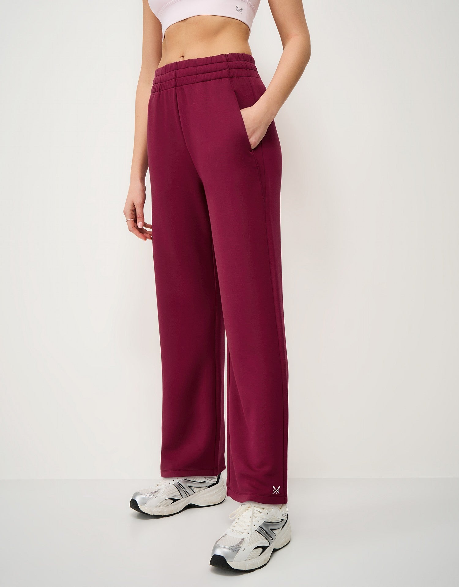 LuxeComfy High Waist Wide-Leg Joggers with Elasticated Waist & Drawstring Waistband | Wine Red