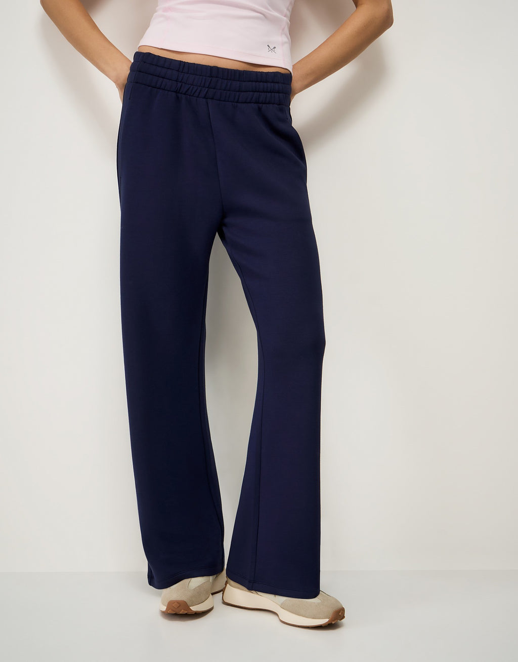 LuxeComfy High Waist Wide-Leg Joggers with Elasticated Waist & Drawstring Waistband | Blueberry Blue