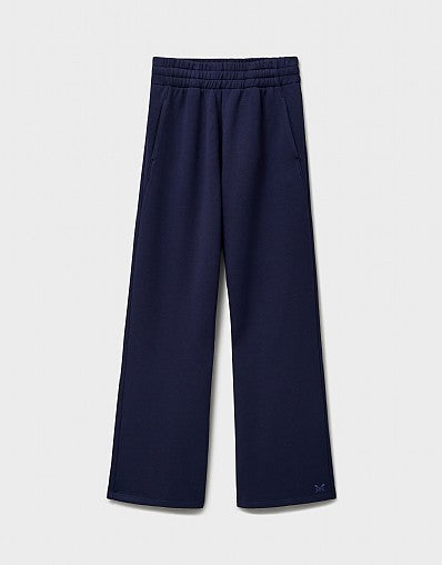 LuxeComfy High Waist Wide-Leg Joggers with Elasticated Waist & Drawstring Waistband | Blueberry Blue