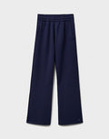 LuxeComfy High Waist Wide-Leg Joggers with Elasticated Waist & Drawstring Waistband | Blueberry Blue