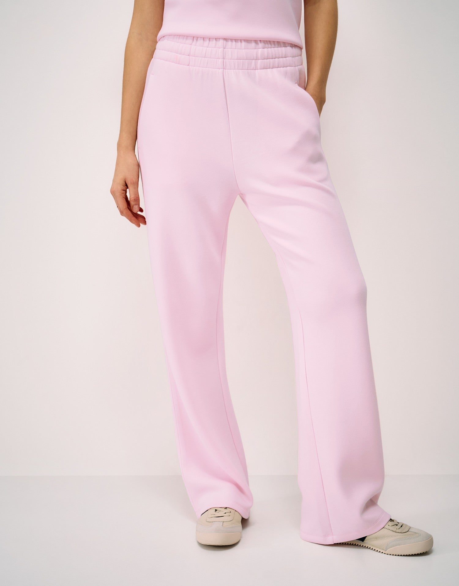 LuxeComfy High Waist Wide-Leg Joggers with Elasticated Waist & Drawstring Waistband | Marshmallow Pink