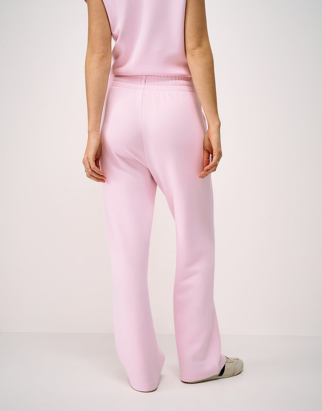 LuxeComfy High Waist Wide-Leg Joggers with Elasticated Waist & Drawstring Waistband | Marshmallow Pink