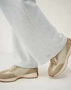 LuxeComfy High Waist Wide-Leg Joggers with Elasticated Waist & Drawstring Waistband | Oatmeal Grey