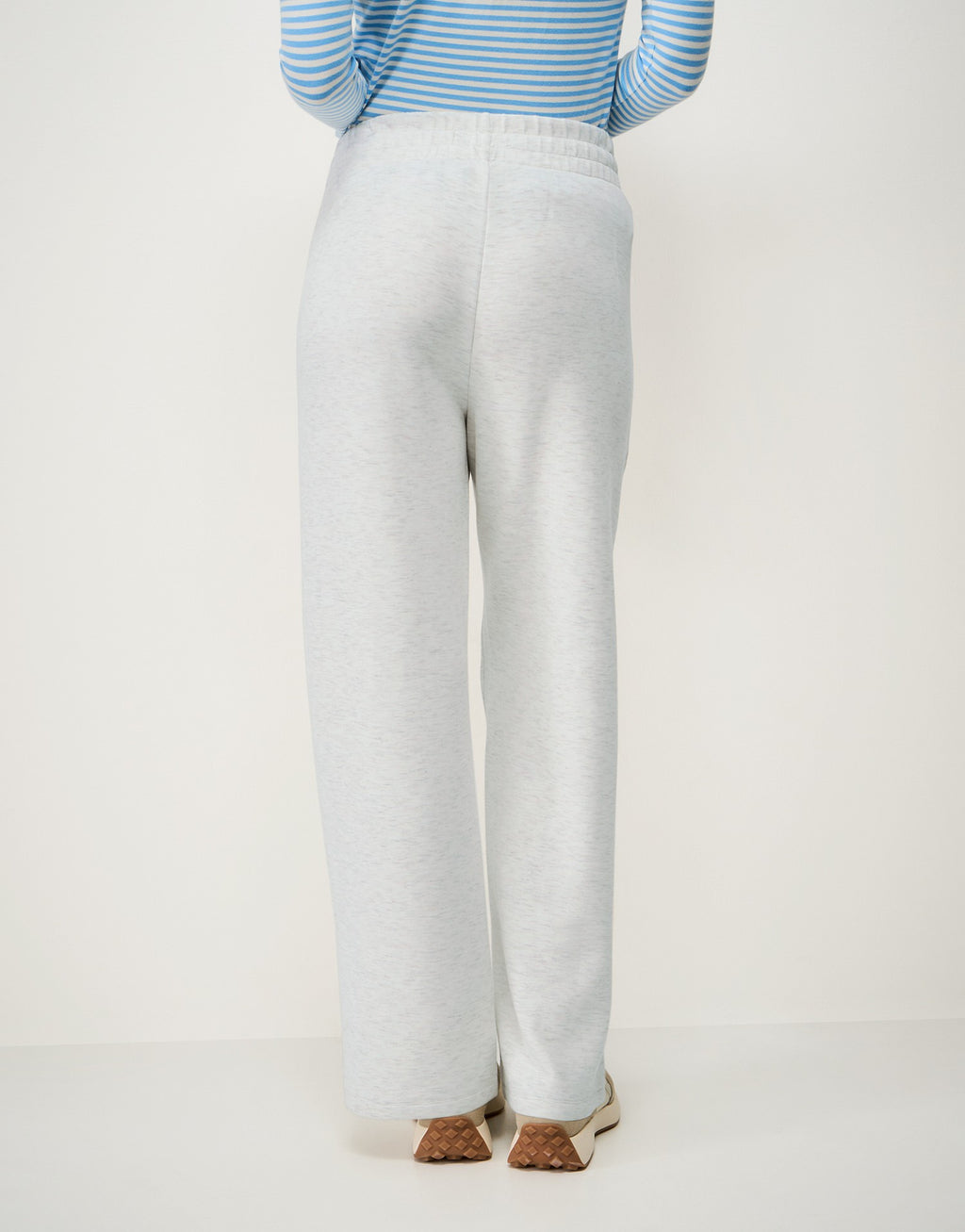 LuxeComfy High Waist Wide-Leg Joggers with Elasticated Waist & Drawstring Waistband | Oatmeal Grey