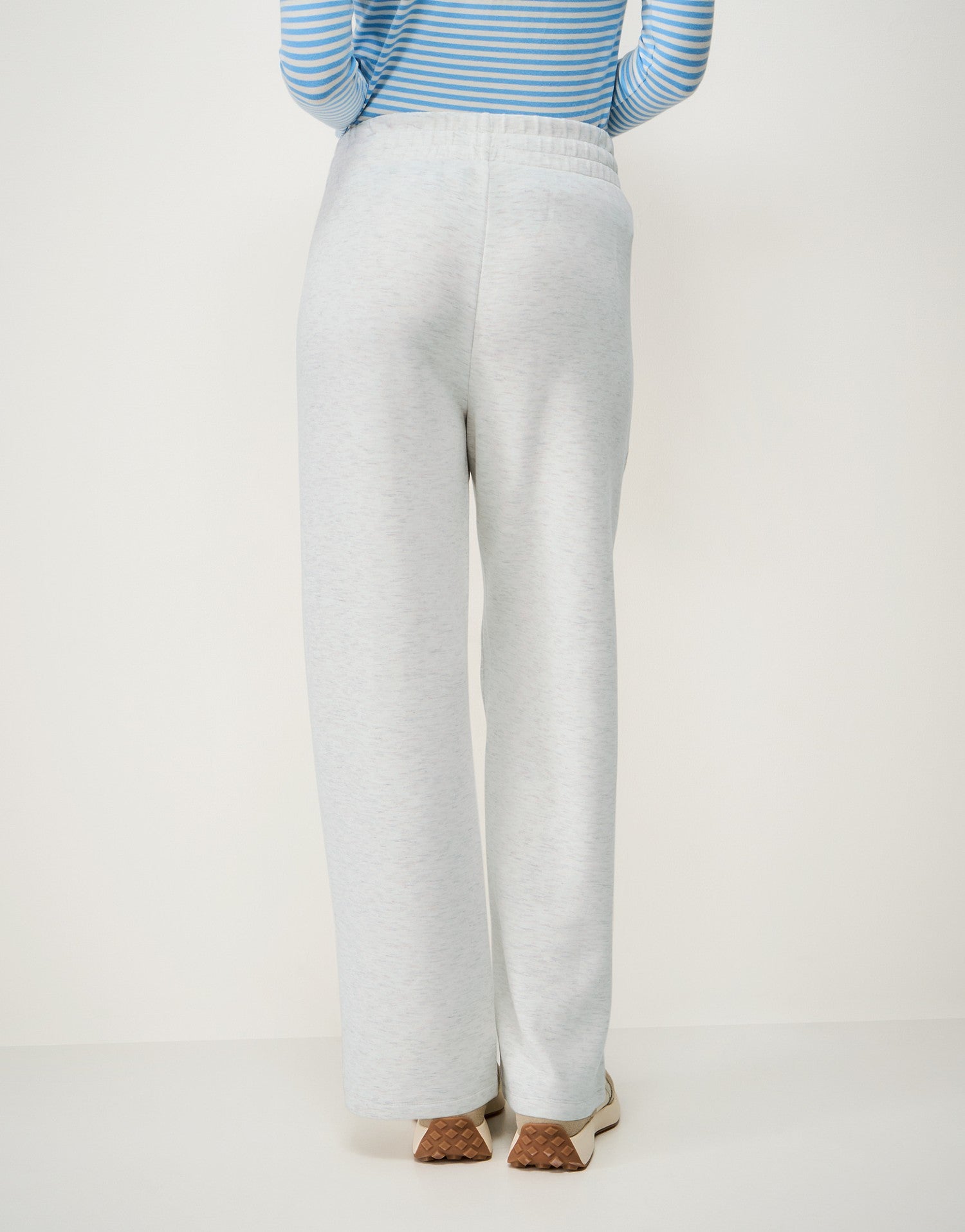 LuxeComfy High Waist Wide-Leg Joggers with Elasticated Waist & Drawstring Waistband | Oatmeal Grey