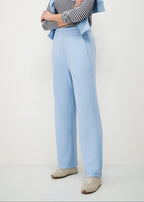 LuxeComfy High Waist Wide-Leg Joggers with Elasticated Waist & Drawstring Waistband | Baby Blue