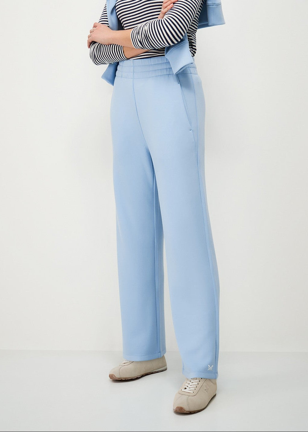 LuxeComfy High Waist Wide-Leg Joggers with Elasticated Waist & Drawstring Waistband | Baby Blue