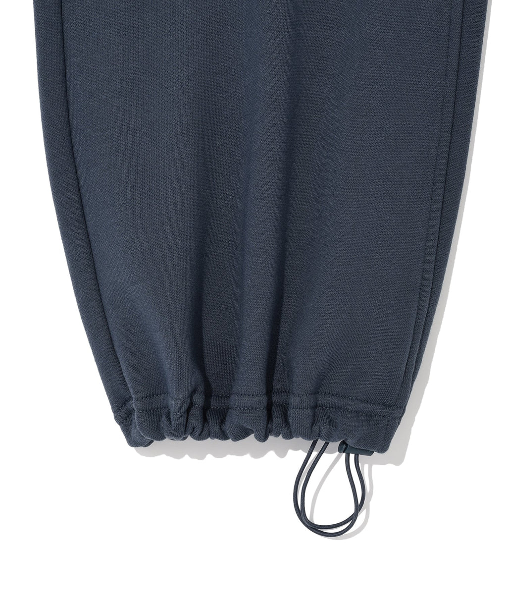 Women’s Dark Blue Smiley Embroidery Baggy Wide Leg Sweatpants – Heavyweight Terry Cotton Premium Pants