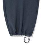 Women’s Dark Blue Smiley Embroidery Baggy Wide Leg Sweatpants – Heavyweight Terry Cotton Premium Pants