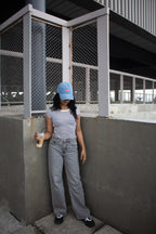 High Rise Extra Wide Leg Grey Baggy Fit Jeans for Women