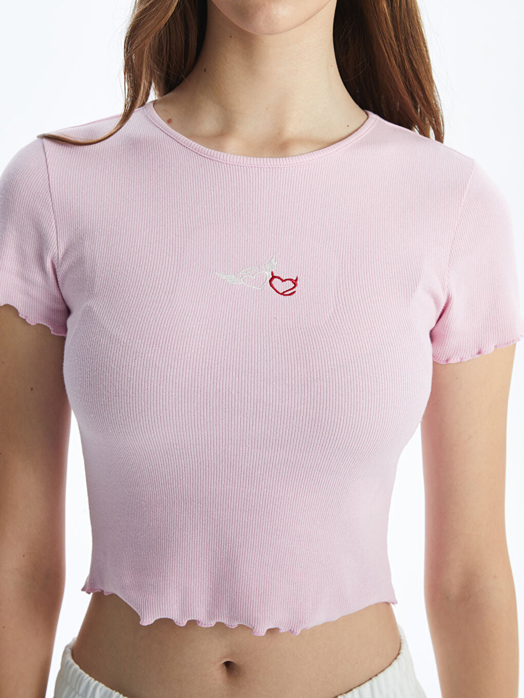 Pink Embroidery Crop Top