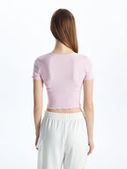 Pink Embroidery Crop Top