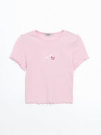 Pink Embroidery Crop Top