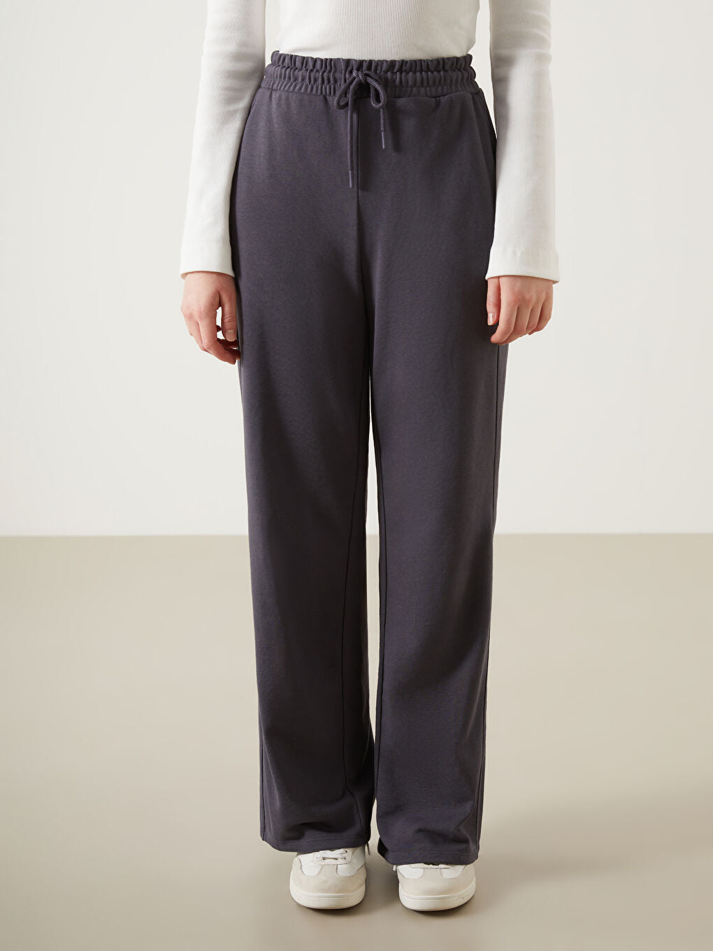 Ladies Wide Leg Joggers | Dark Grey