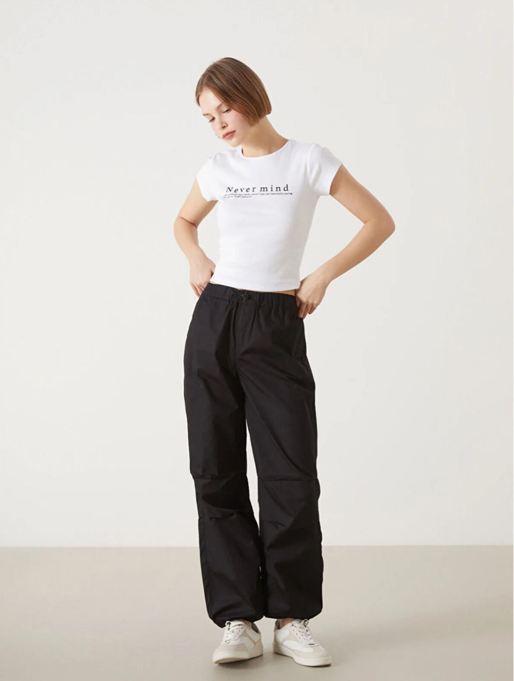 White Crop Top - Never Mind Printed