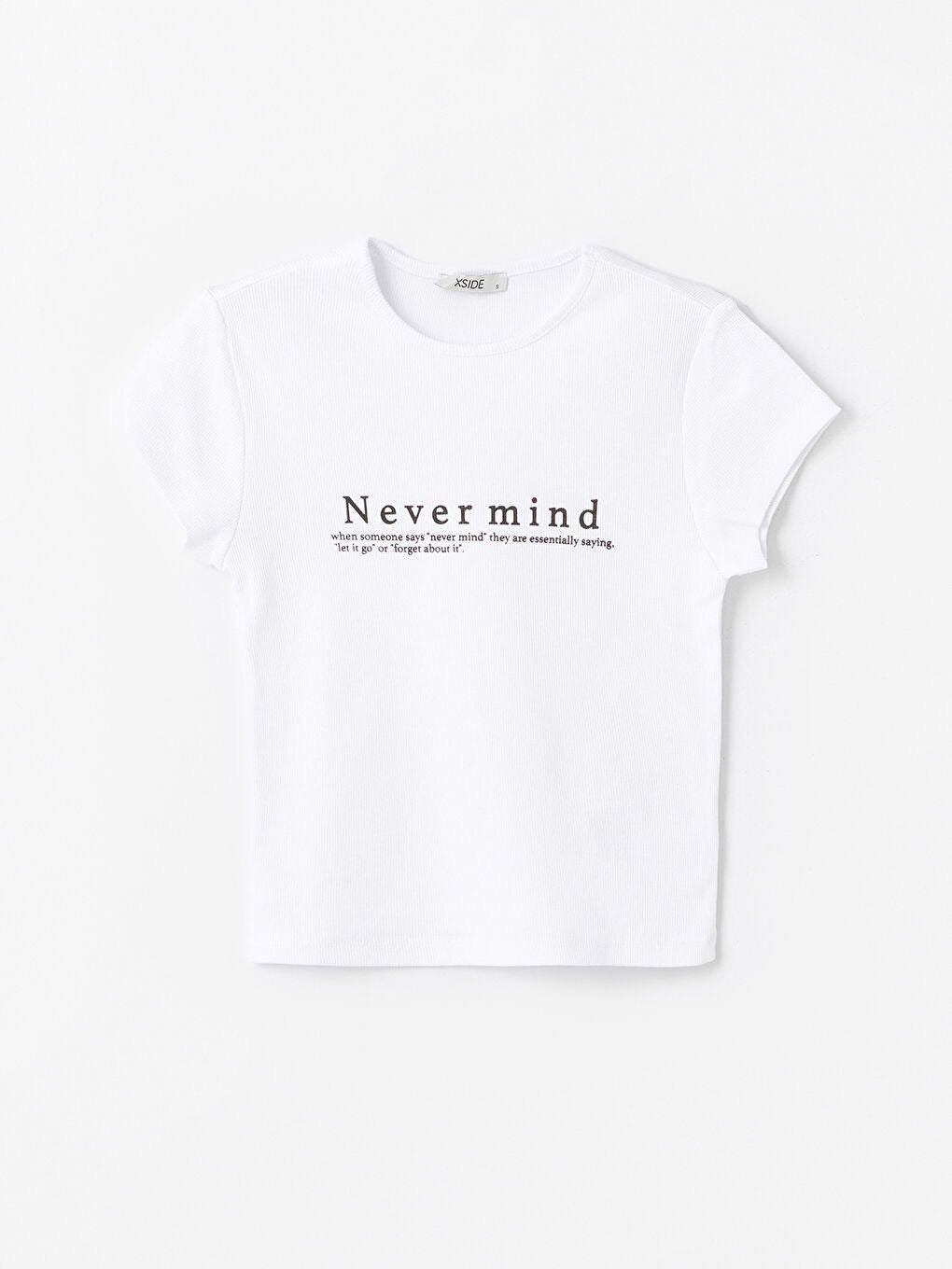 White Crop Top - Never Mind Printed