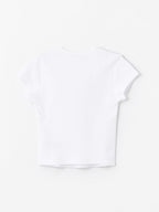 White Crop Top - Never Mind Printed