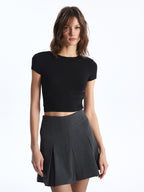 Crew Neck Women's  Tops | Viscose Black | See Through