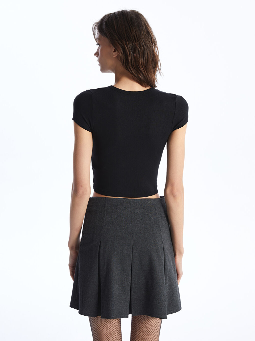 Crew Neck Women's  Tops | Viscose Black | See Through