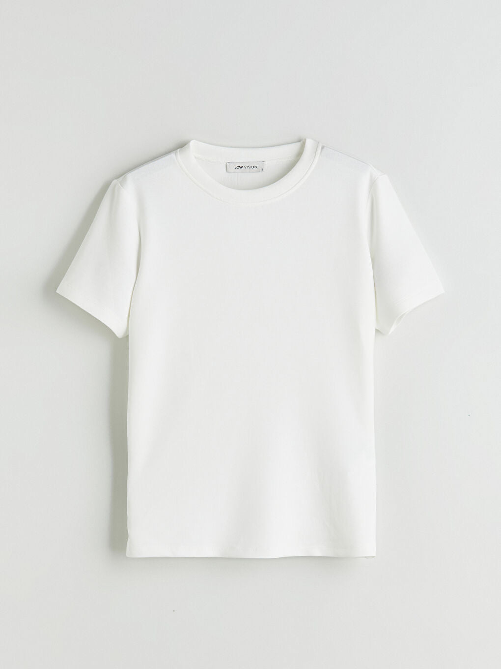 Beige Solid Tee | Short Length and Viscose