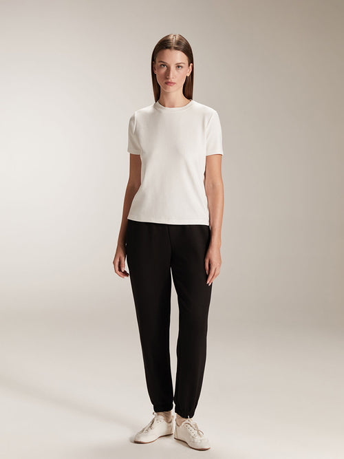 Beige Solid Tee | Short Length and Viscose