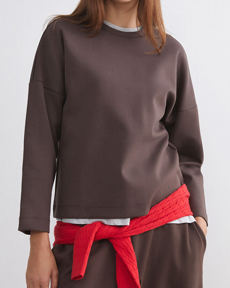 Ladies Boyfriend Oversized Sweatshirt| Coffee/Brown