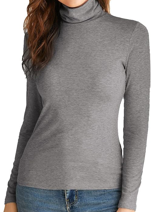 Women’s Ash Color Turtle Neck Top | High Neck Top for Women