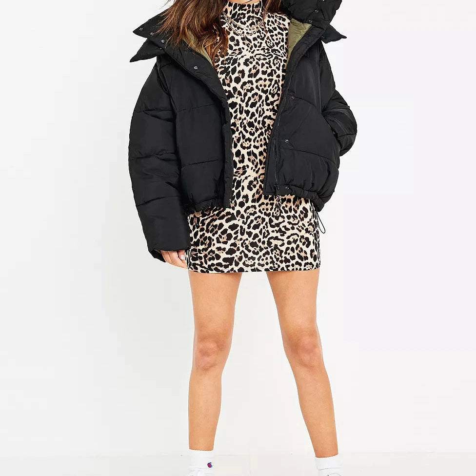 Leopard Print Funnel Neck Dress | Long Sleeve Women’s Dress