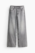 High Rise Extra Wide Leg Grey Baggy Fit Jeans for Women