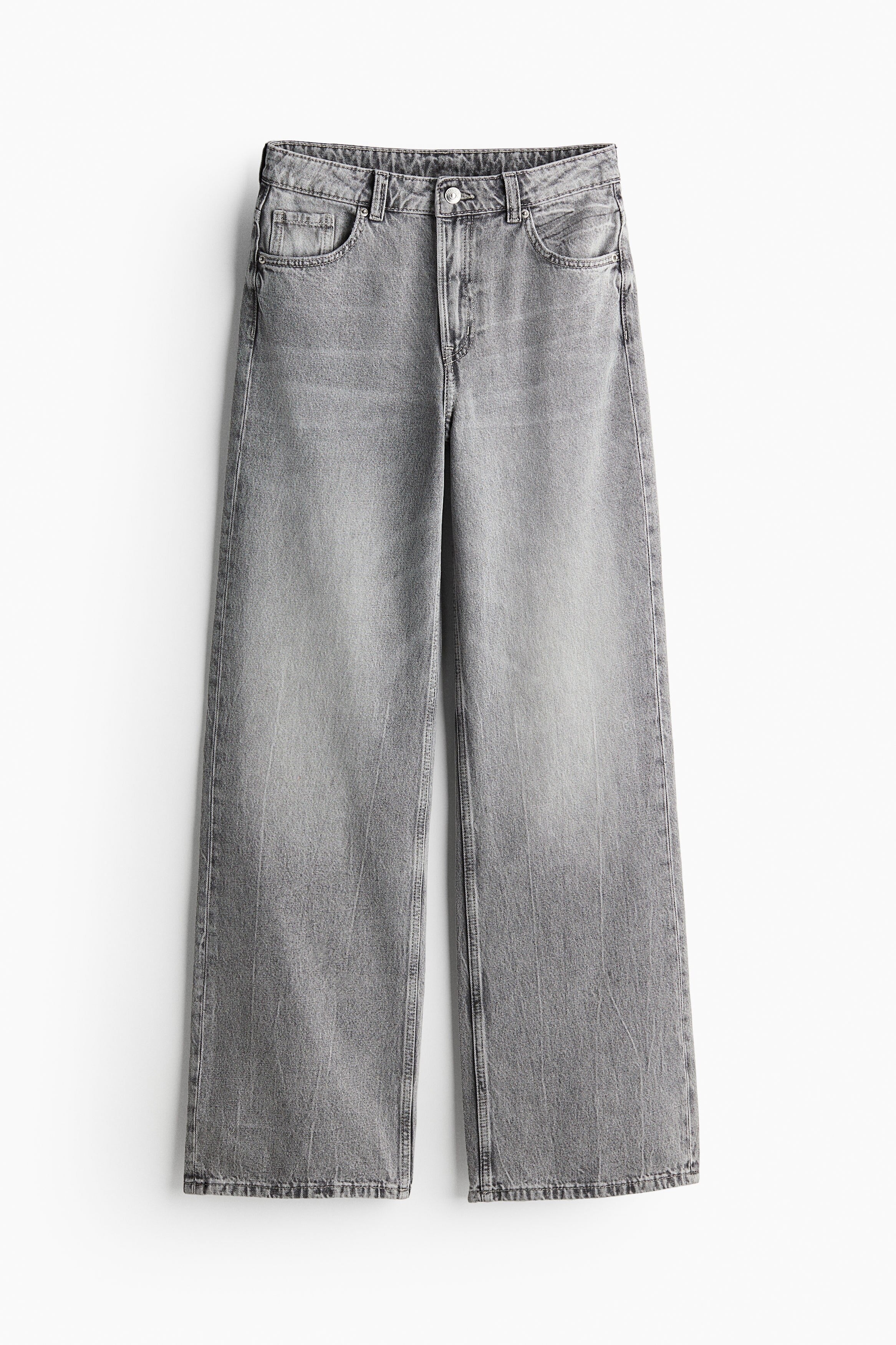 High Rise Extra Wide Leg Grey Baggy Fit Jeans for Women
