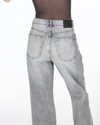 High Rise Extra Wide Leg Grey Baggy Fit Jeans for Women