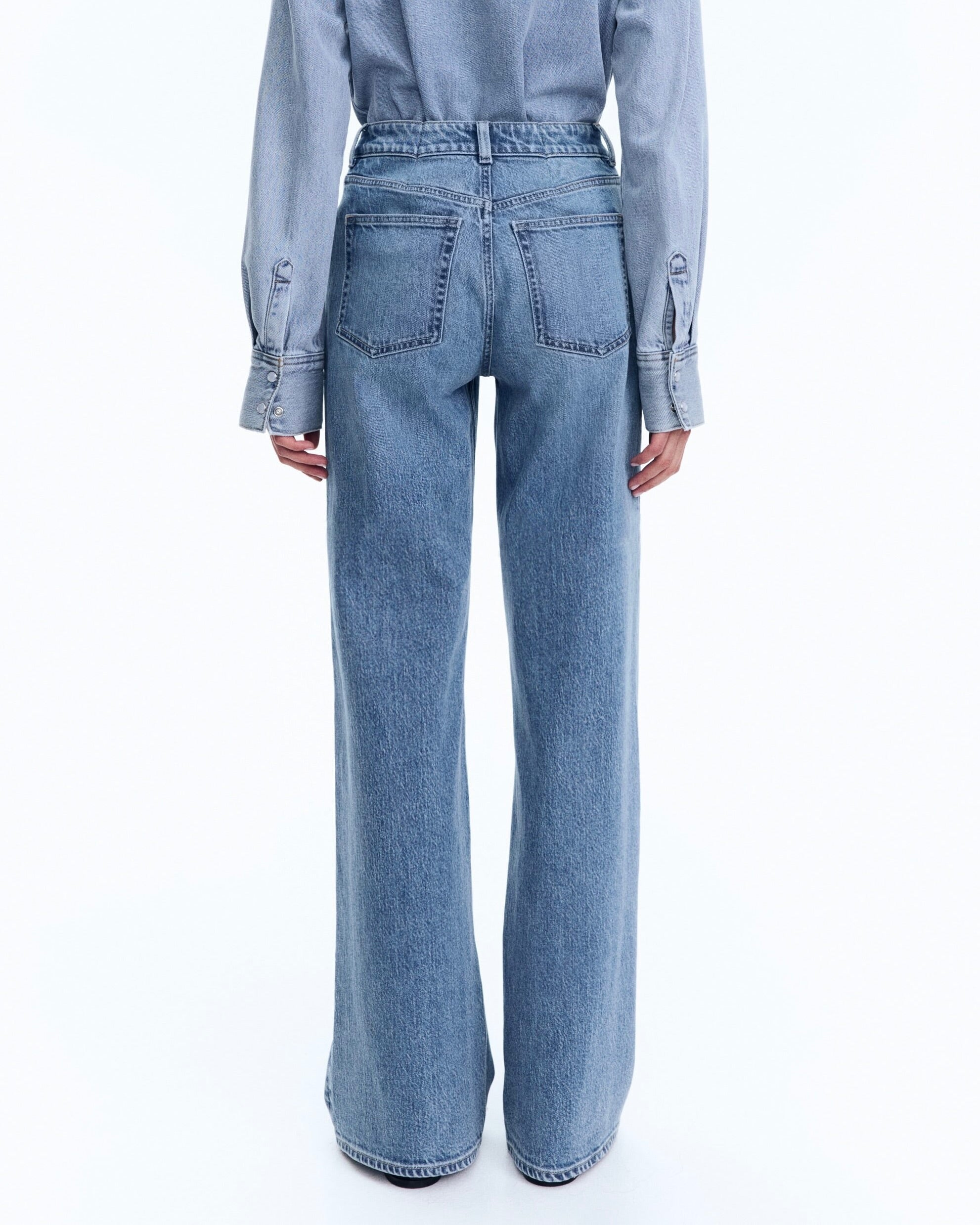 High Rise Extra Wide Leg Denim Blue Baggy Fit Jeans for Women