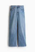 High Rise Extra Wide Leg Denim Blue Baggy Fit Jeans for Women