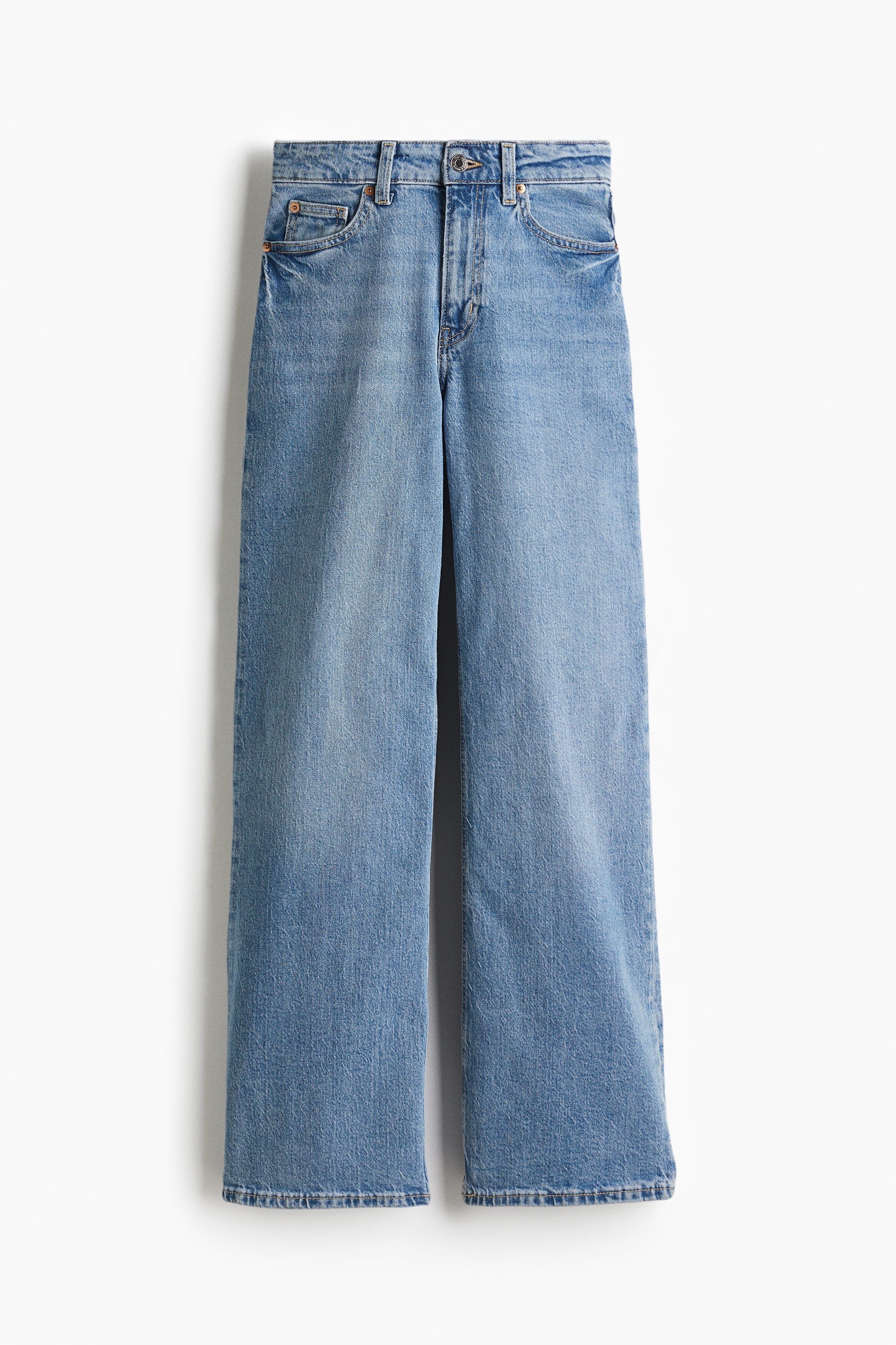 High Rise Extra Wide Leg Denim Blue Baggy Fit Jeans for Women
