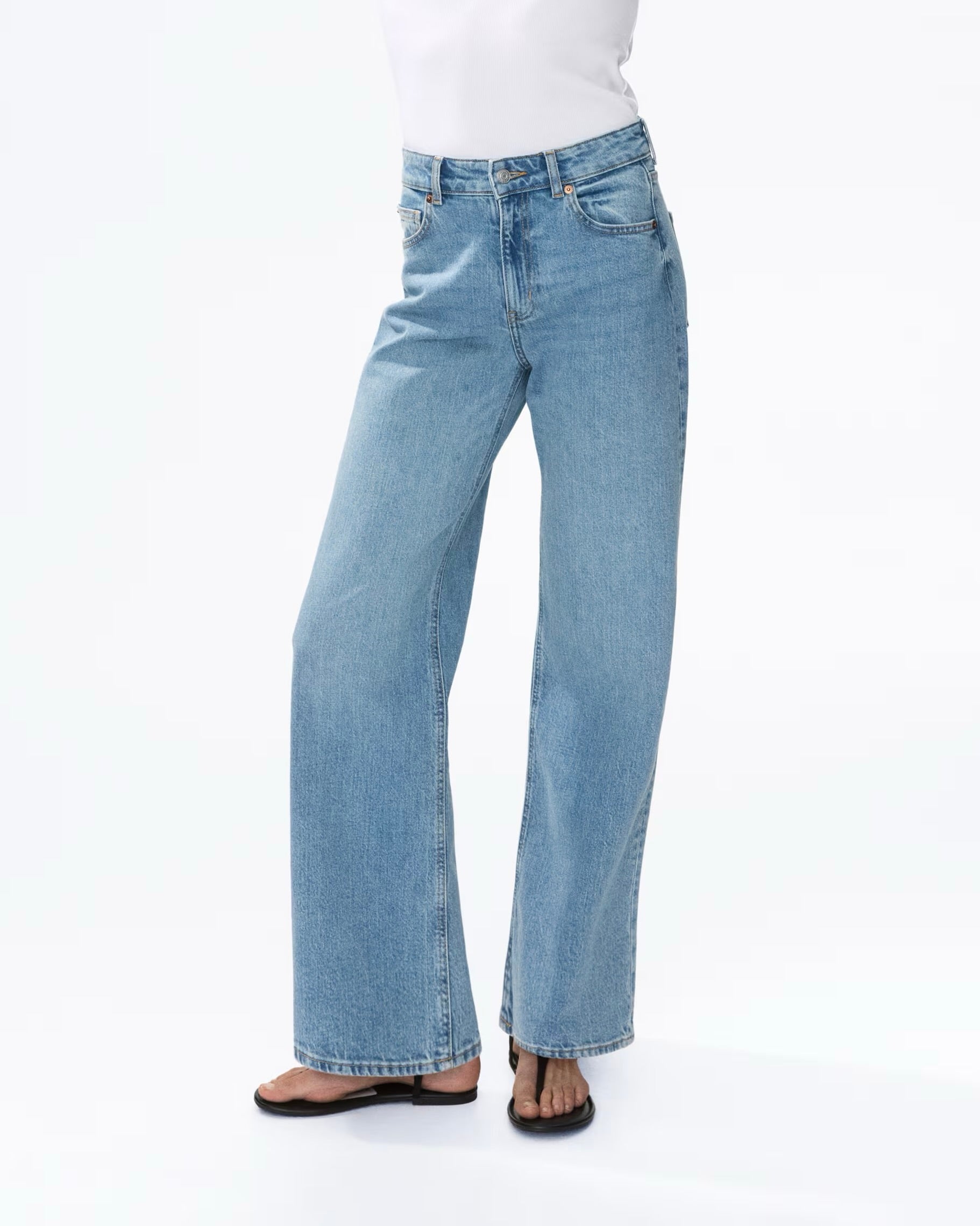 High Rise Extra Wide Leg Light Blue Baggy Fit Jeans for Women