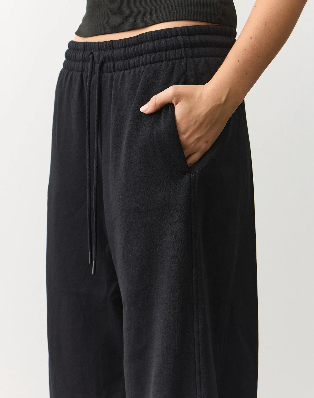 Balloon Fit Sweatpants – Black | Heavy Fleece, Wide Leg, High Waist