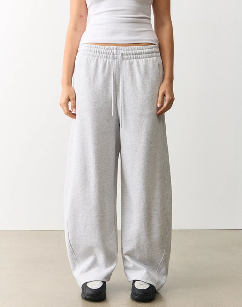 Balloon Fit Sweatpants – Grey Marl | Heavy Fleece, Wide Leg, High Waist