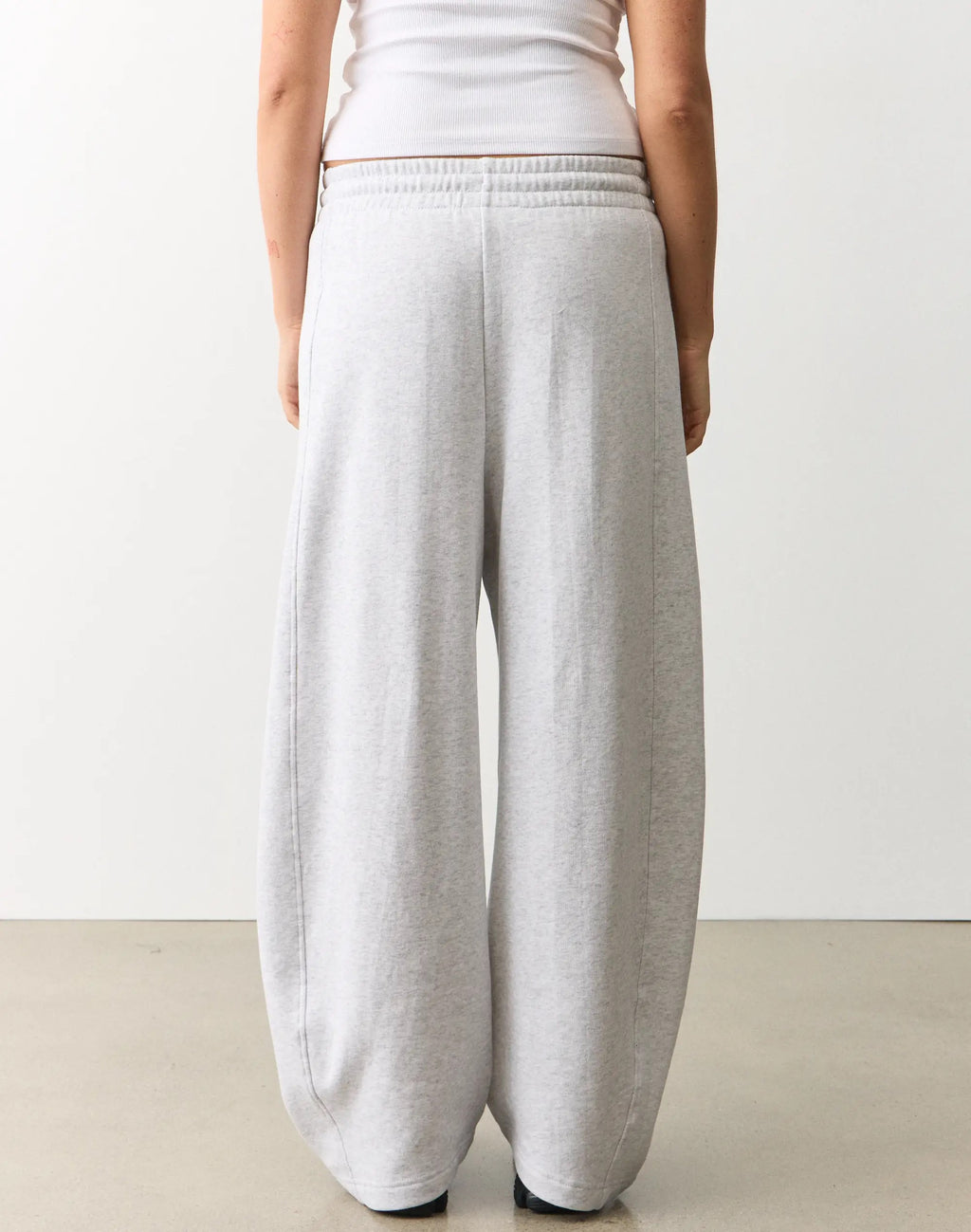 Balloon Fit Sweatpants – Grey Marl | Heavy Fleece, Wide Leg, High Waist