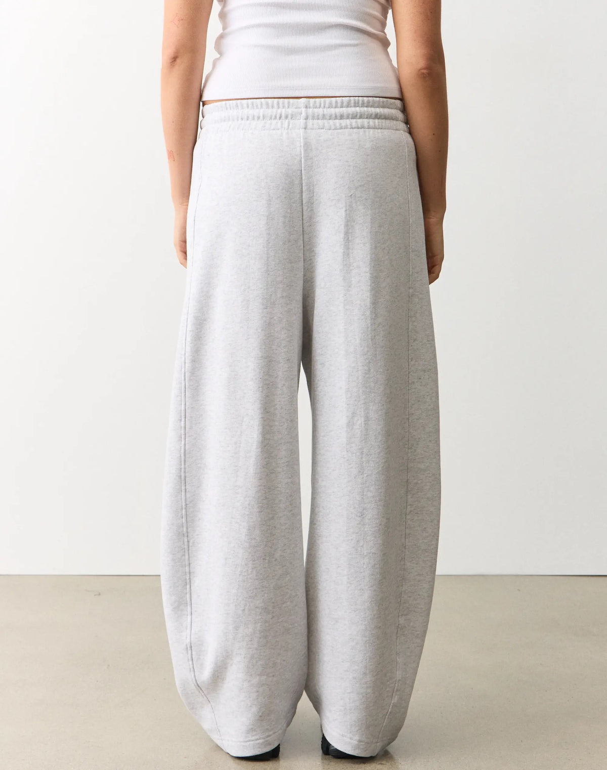 Balloon Fit Sweatpants – Grey Marl | Heavy Fleece, Wide Leg, High Waist
