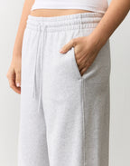 Balloon Fit Sweatpants – Grey Marl | Heavy Fleece, Wide Leg, High Waist