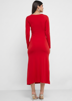 Vero Moda Red V-Neck Midaxi Dress | Long Sleeve Women’s Dress