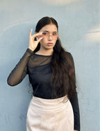 Dimond Crew Neck Tops | Full Sleeve | Black